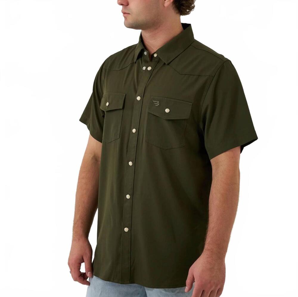 NEW BURLEBO men's performance western shirt in mallard green